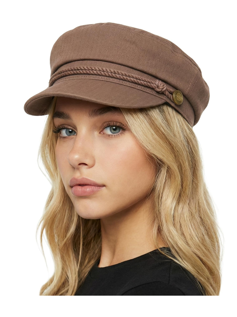 Greek Fisherman Newsboy Cap, Cotton Captains Bakerboy Hat | Brown | Size OS